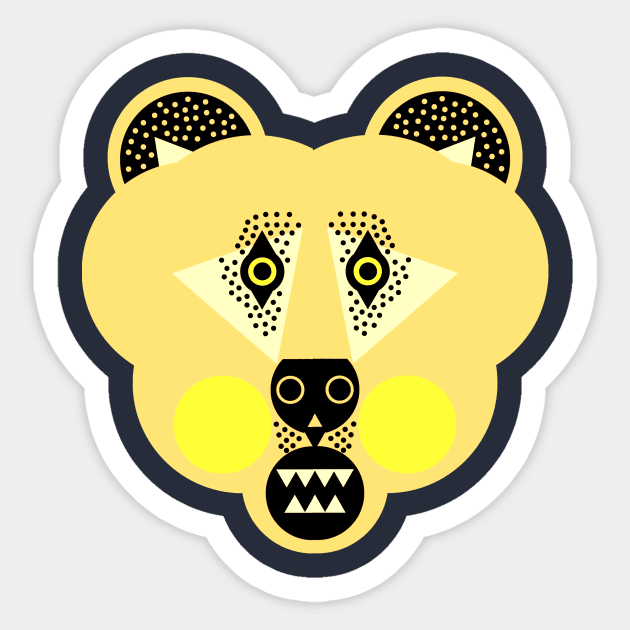 Grizzly Bear Face, Pale Yellow tones Sticker by AnimalMagic